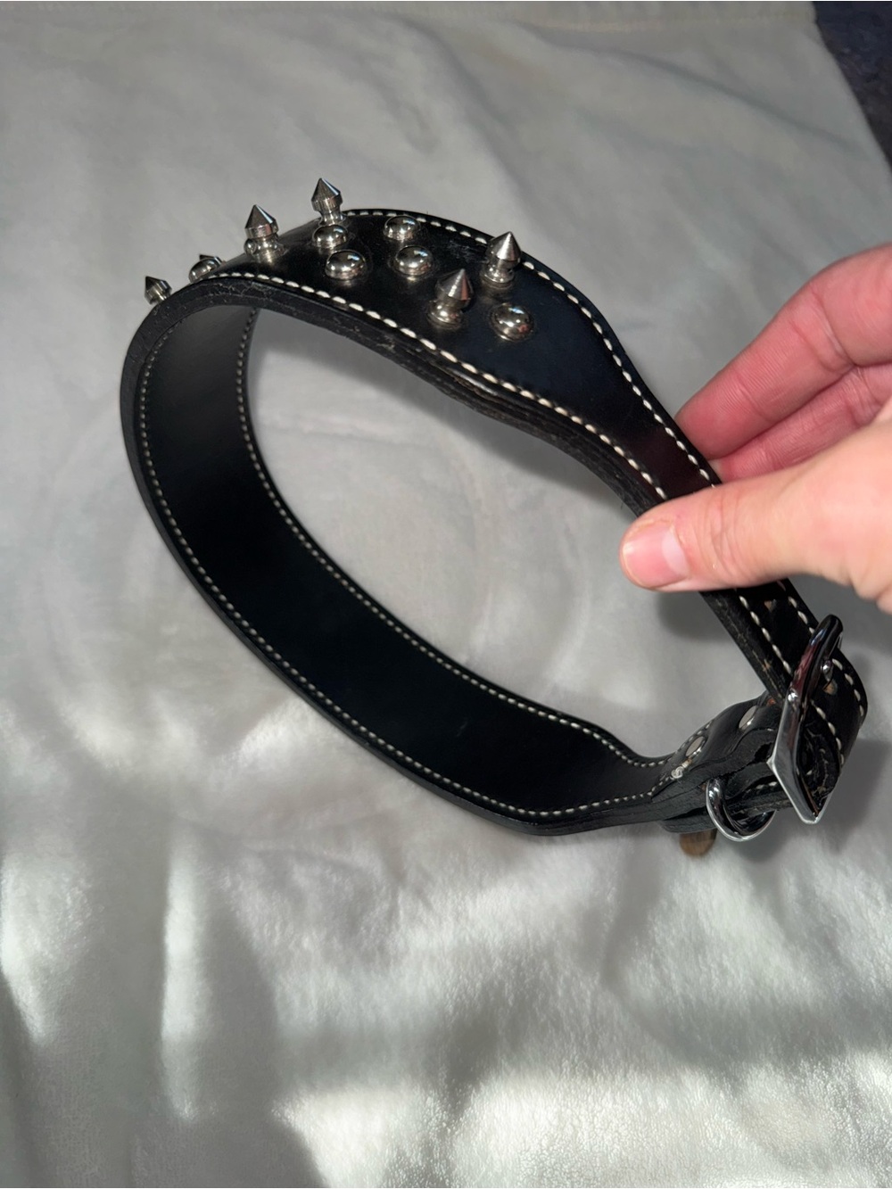 Bret Michaels Pets Rock Black Leather Silver Studded Dog Collar 25" 2" Wide NEW